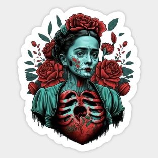 Frida Khalo Skeleton Sticker